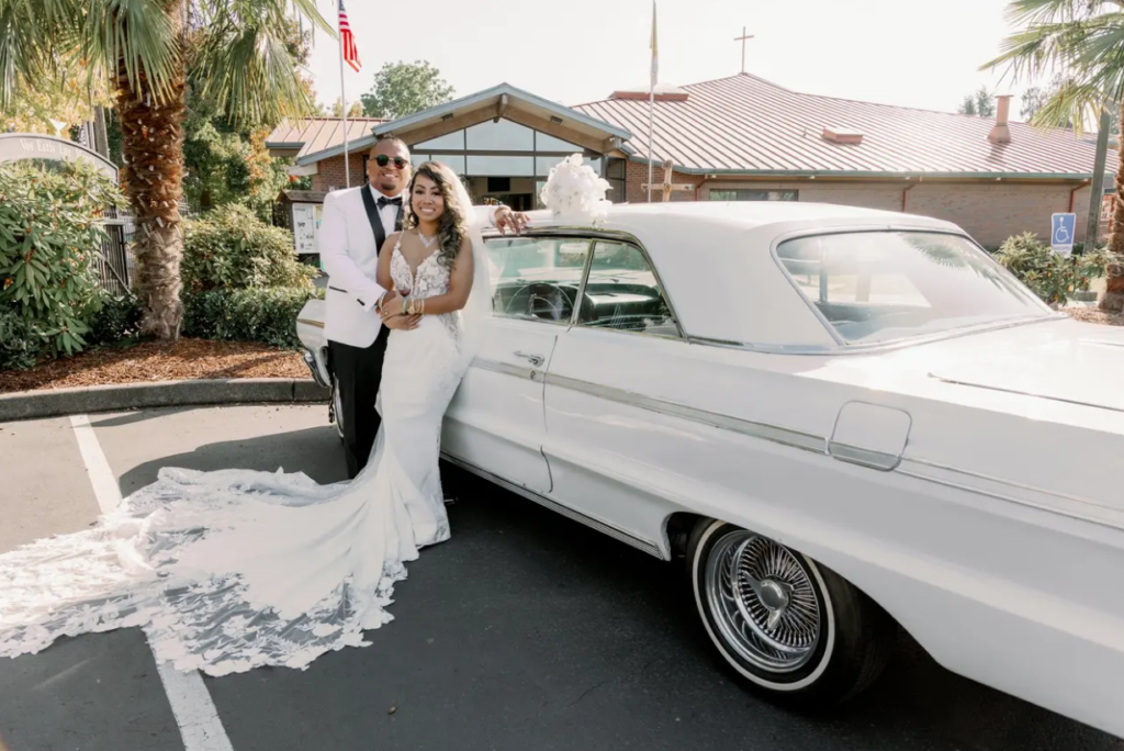 The beautiful Philippine couple pose at the Holy Spirit Catholic Church. capturing after the ceremony by Seattle wedding photgrapher