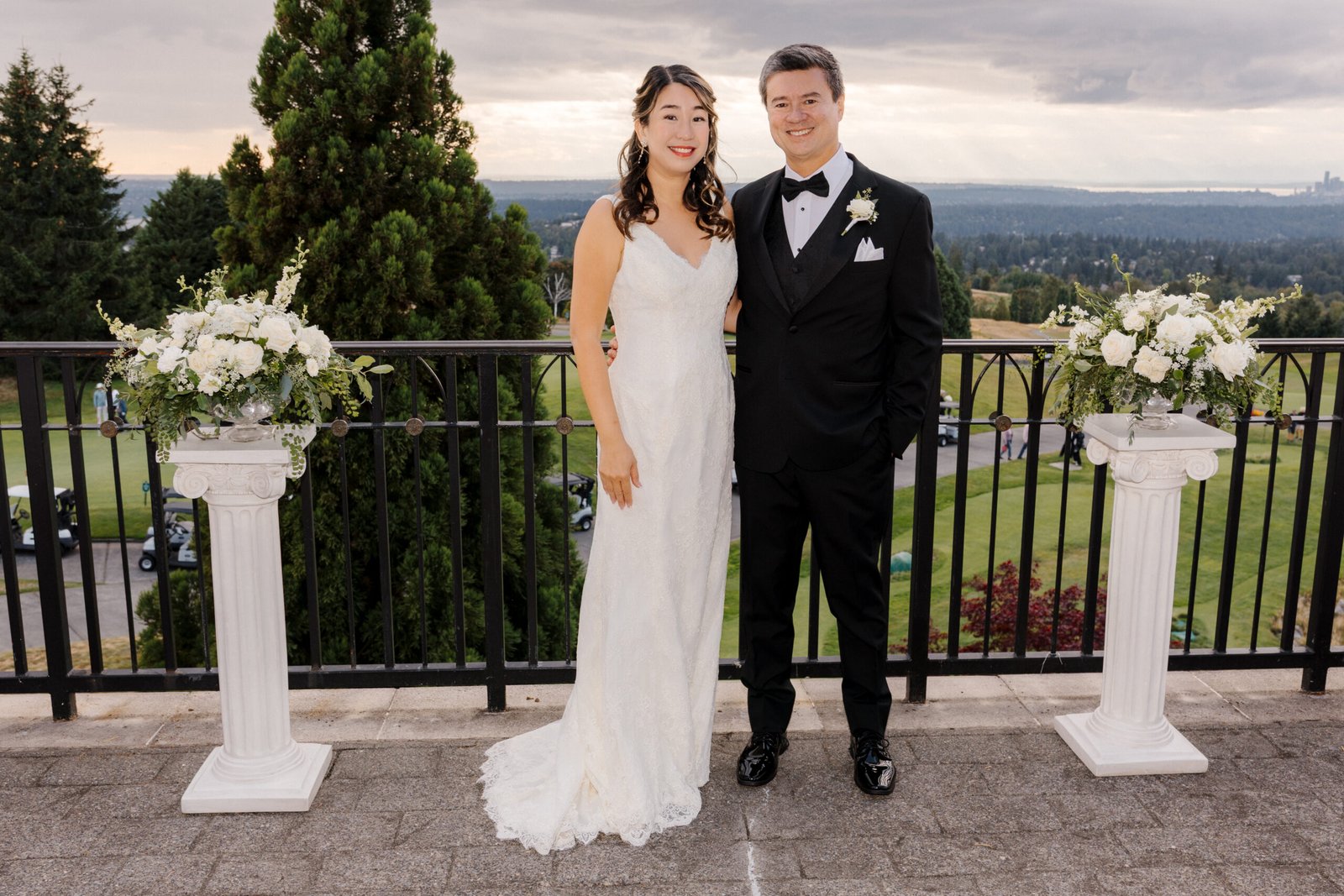 Charles and Jane celebrating their wedding at the Golf Club at Newcastle in Washington